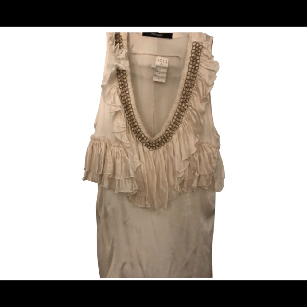 Givenchy gold embellished deep V ruffle